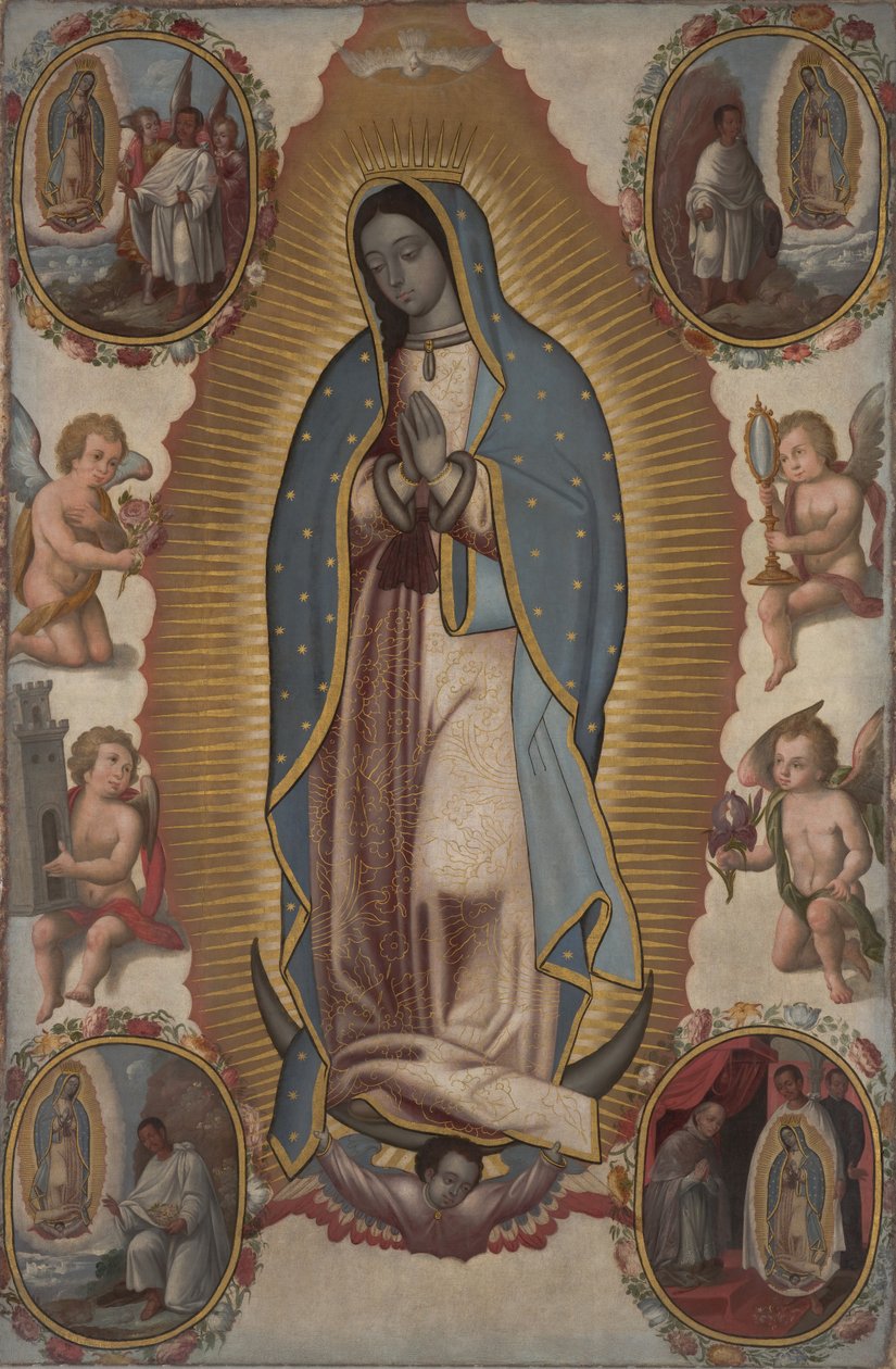 Jomfru av Guadalupe, ca. 1700 (olje på lerret) av Mexican School