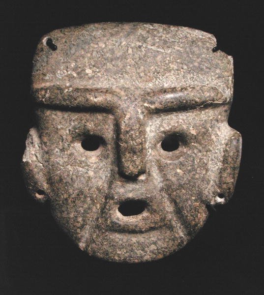 Maske, 300-100 f.Kr. (grønnstein) av Mezcala Mezcala
