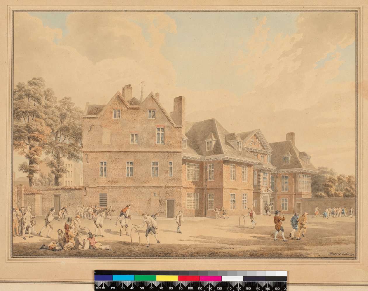 The Old Manor House, Marylebone, as a School, 1791 (blyant og wc) av Michael Rooker