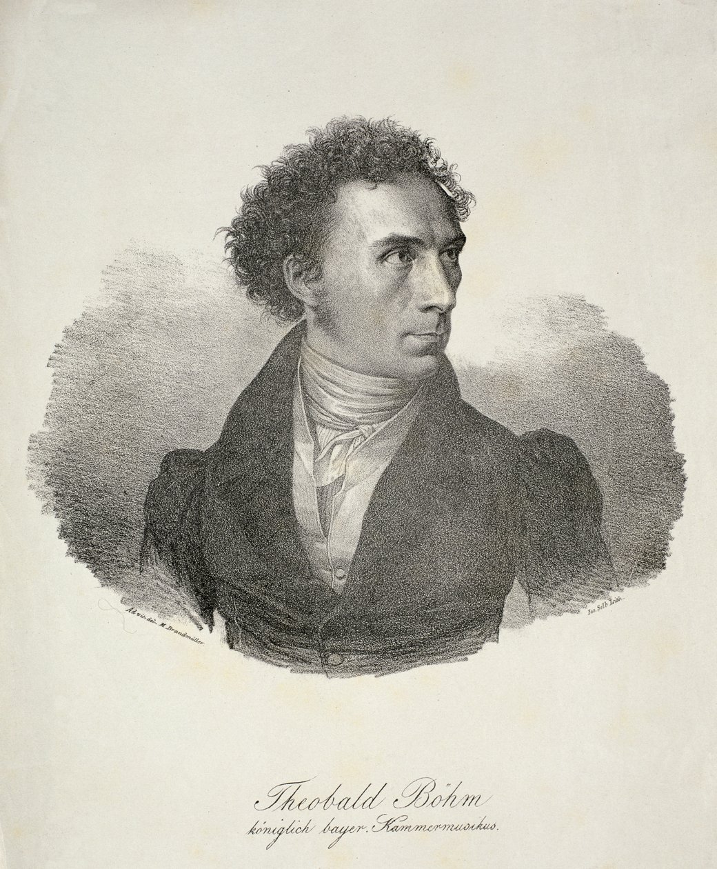 Theobald Bohm (1794-1881) gravert av Selb av Michael Brandmuller