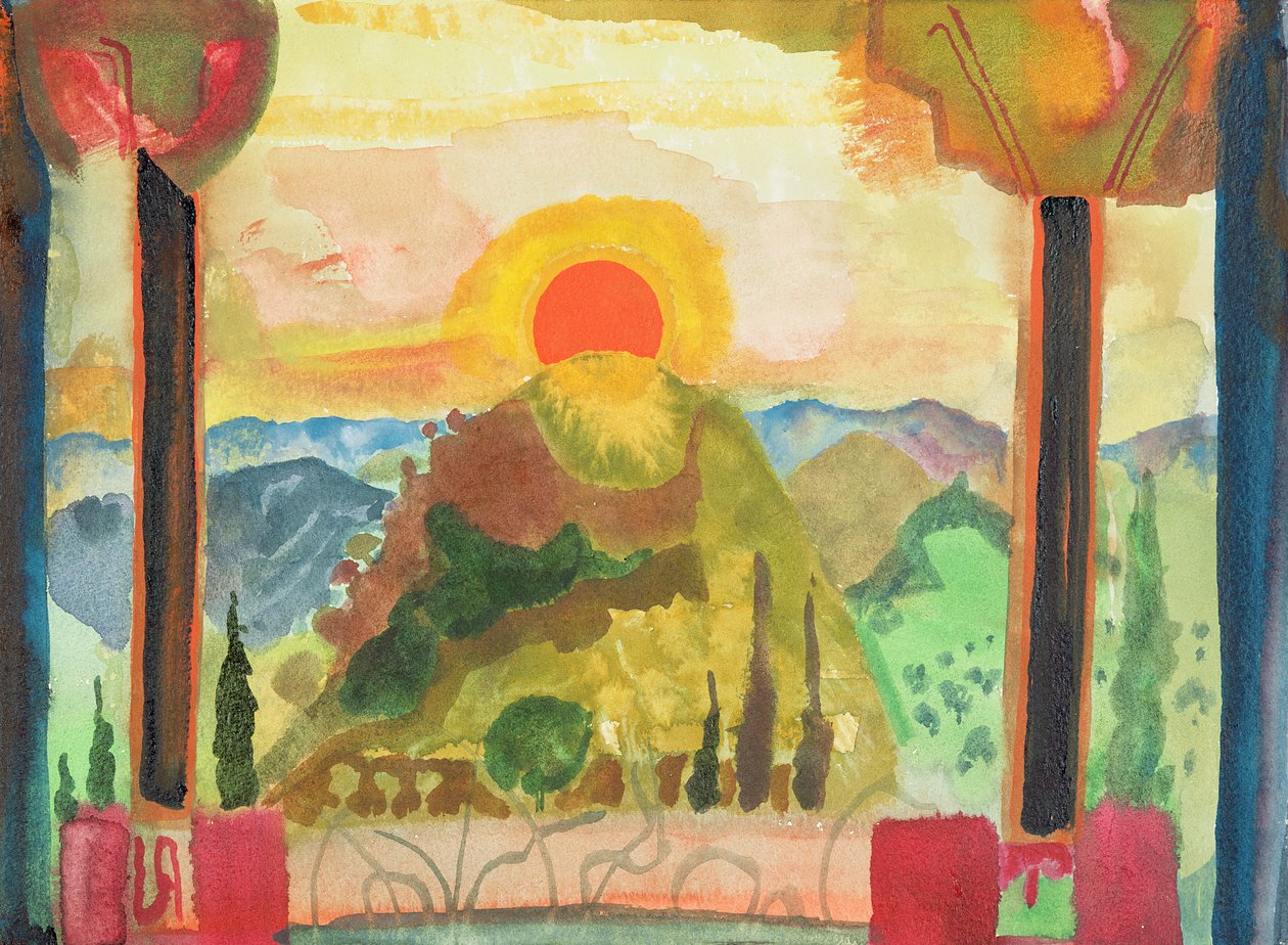 Sundown Over Abruzzi, ca. 1980-89 (wc på papir) av Michael Chase