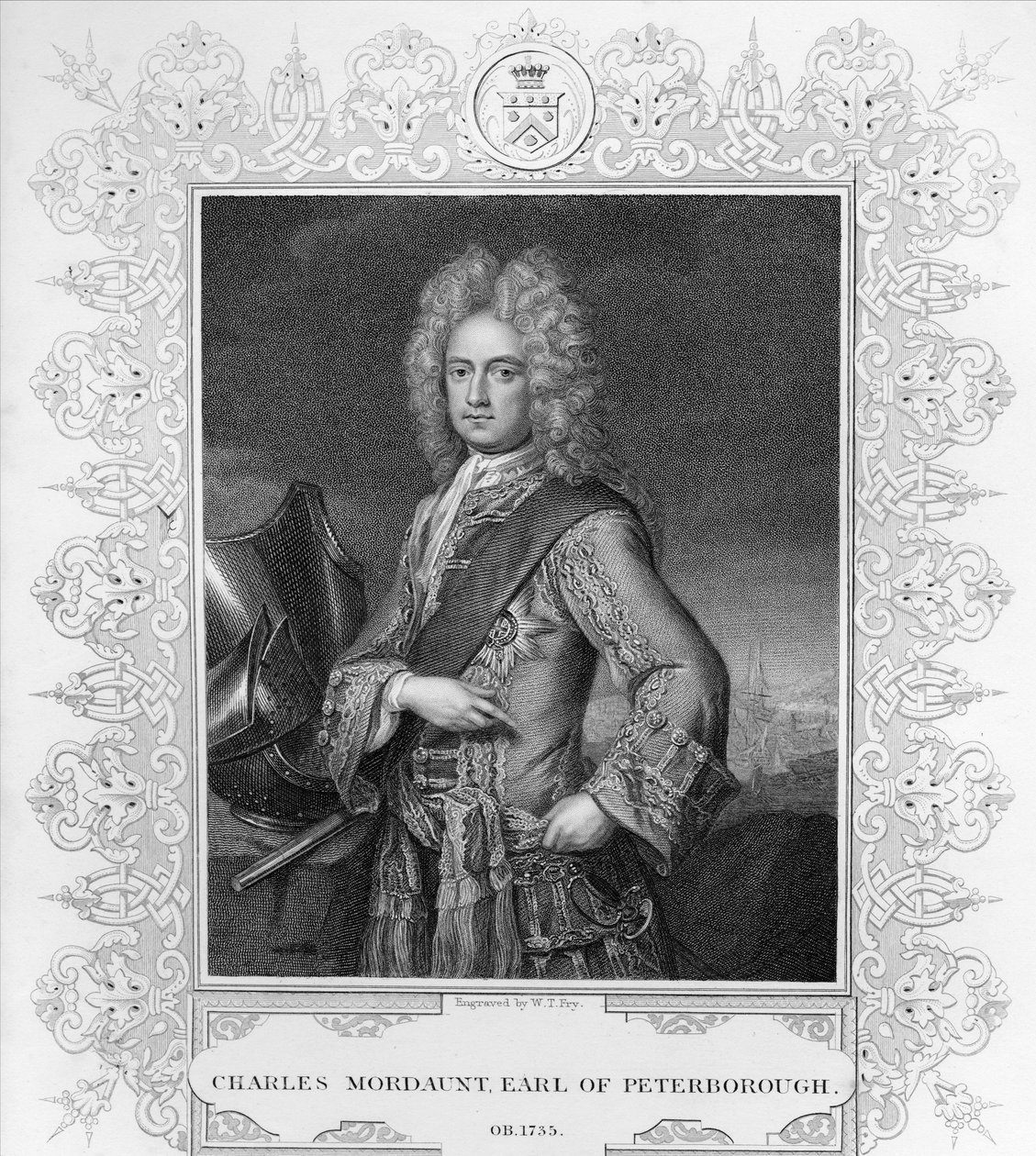 Charles Mordaunt, jarl av Peterborough, gravert av W.T. Fry av Michael Dahl