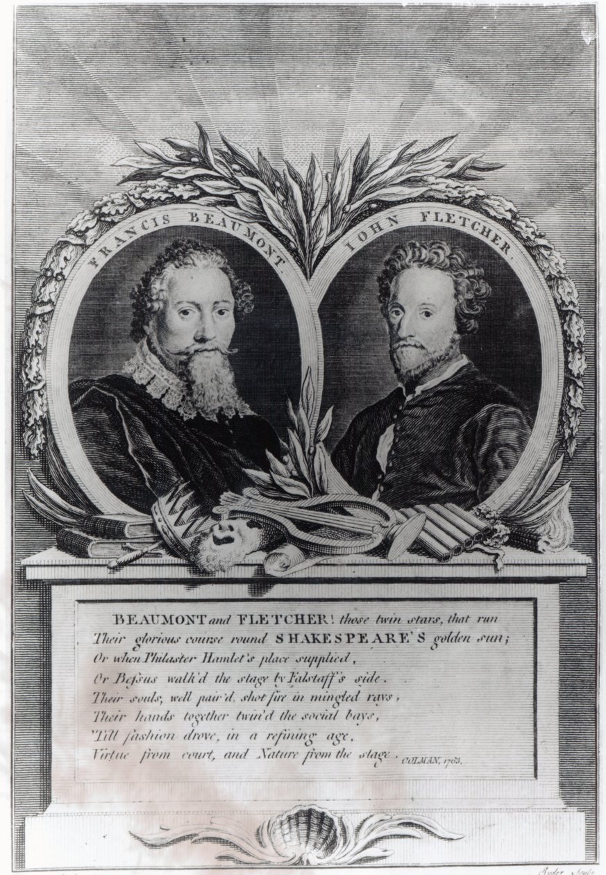 Francis Beaumont og John Fletcher, gravert av T. Ryder av Michael Rooker