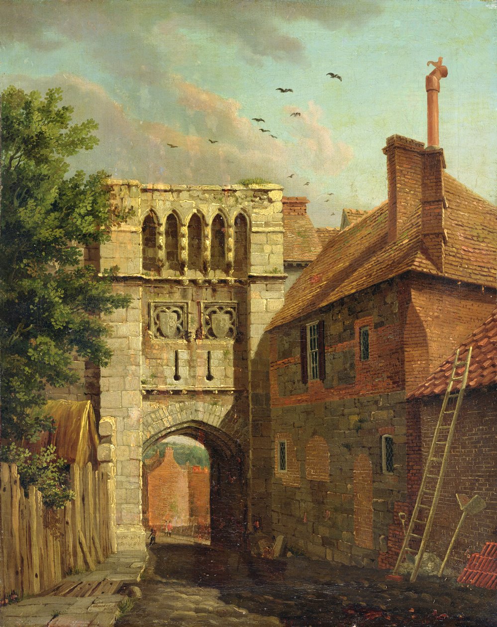 Westgate, Winchester (olje på lerret) av Michael (1743 1801) Rooker