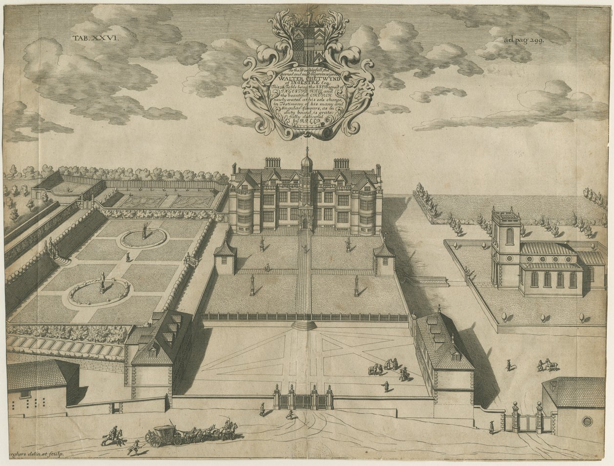 Ingestre Hall: kobberstikk, nd [1653-1686] (trykk) av Michael Burghers