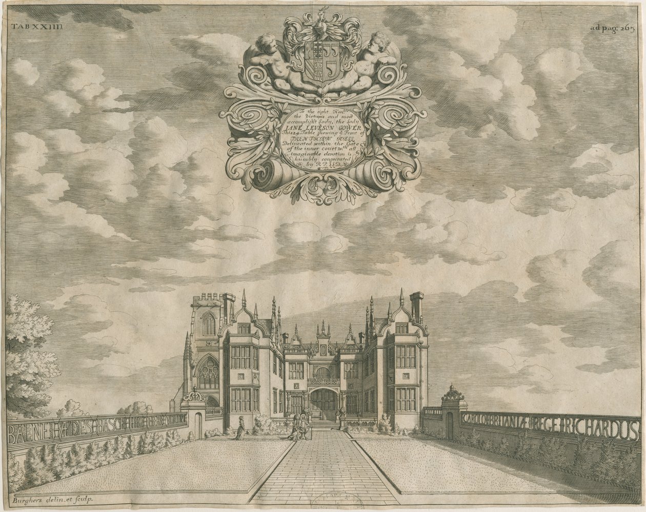 Trentham Hall: gravering, nd [1686] av Michael Burghers