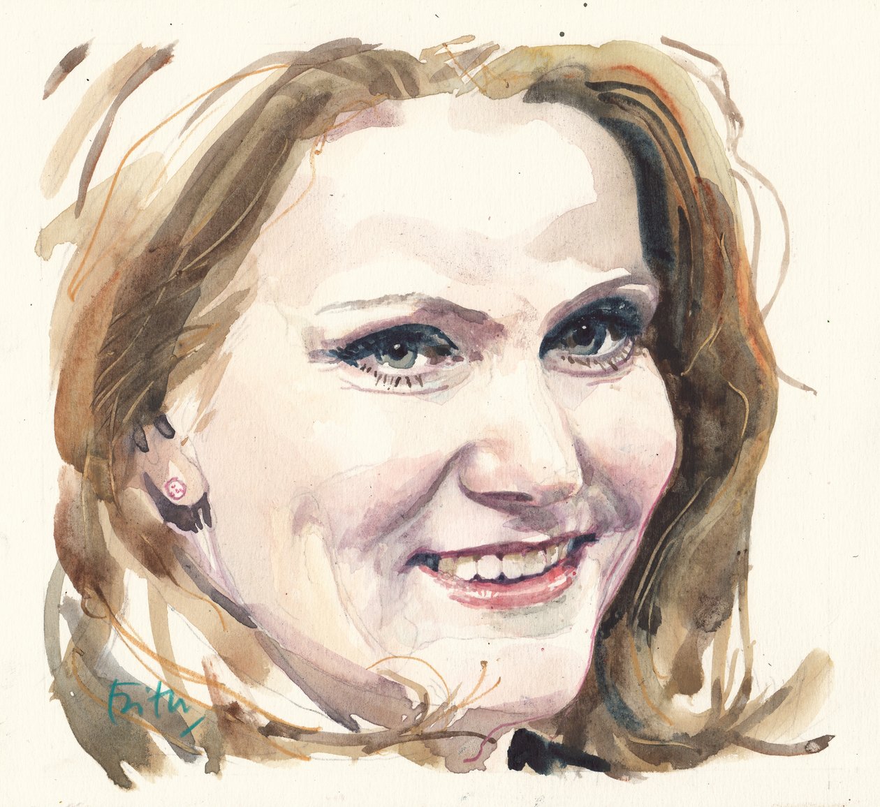 Helle Thorning-Schmidt (akvarell) av Michael Frith
