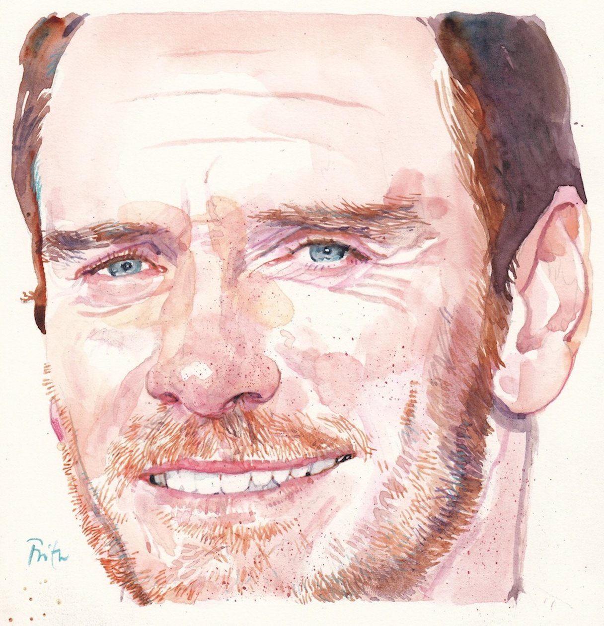 Michael Fassbender (akvarell) av Michael Frith