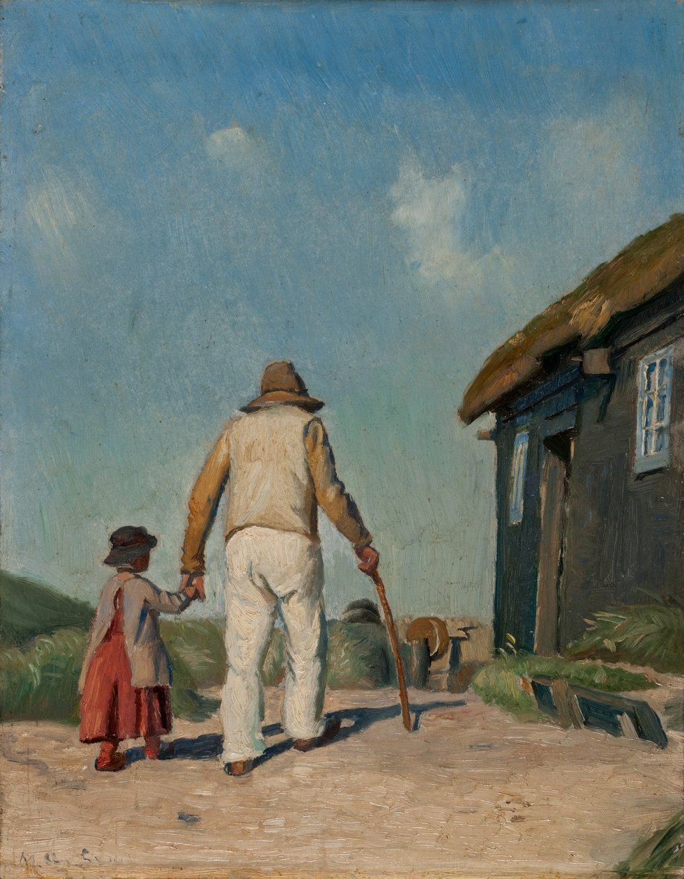 Blind Christian, studie (olje om bord) av Michael Peter Ancher
