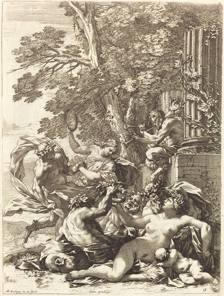 Bacchante med sovende barn av Michel Dorigny