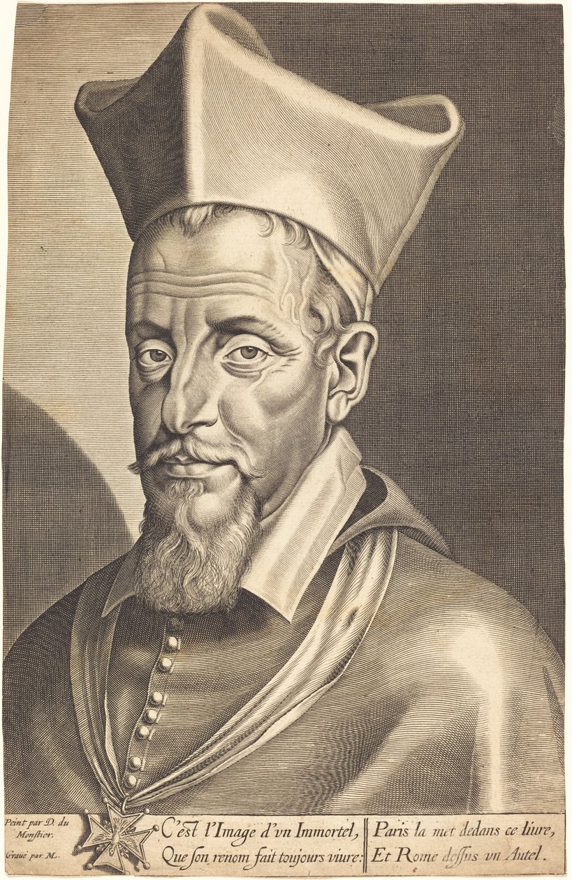 Francois La Rochefoucauld av Michel Lasne after Daniel Dumonstier