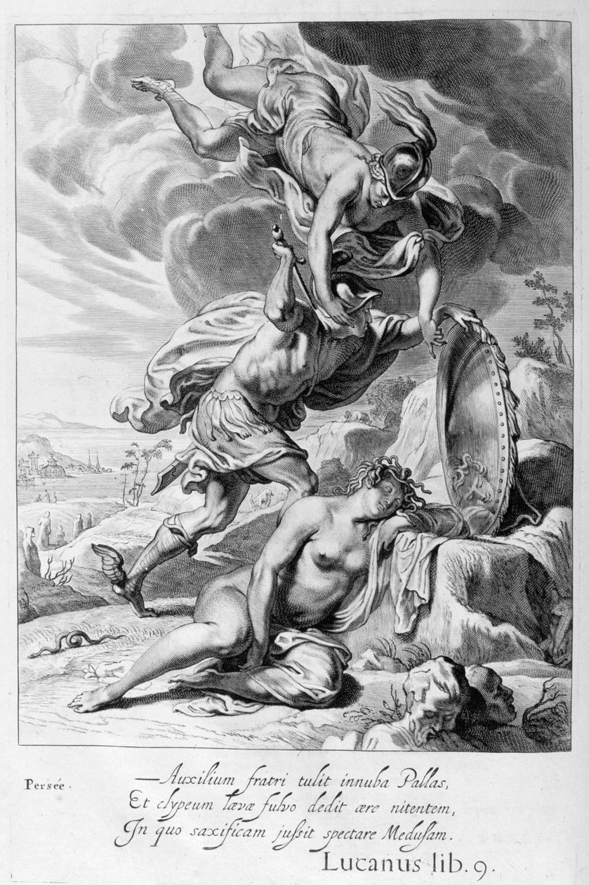 Perseus kutter av Medusas hode, 1655 av Michel de Marolles
