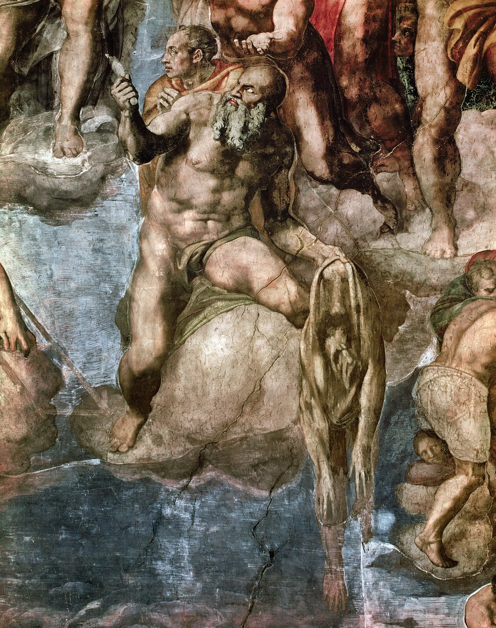 Det sixtinske kapell Ceiling: The Last Judgement, detalj av St. Bartholomew som holder sin flådde hud, 1538-41 av Michelangelo Buonarroti