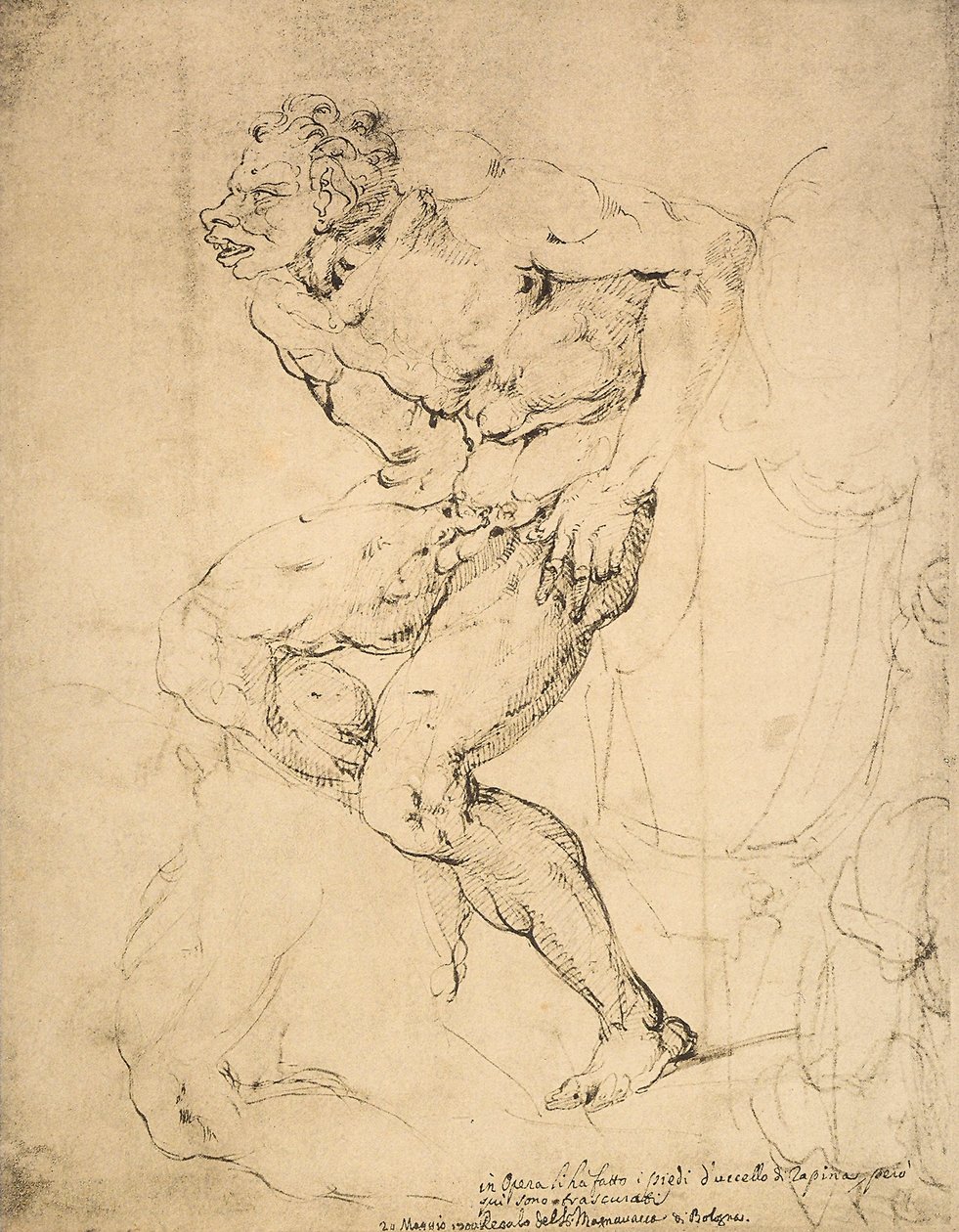 En djevel, tegning av Michelangelo. Cabinet of Drawings and Prints, Uffizi Gallery, Firenze av Michelangelo Buonarroti