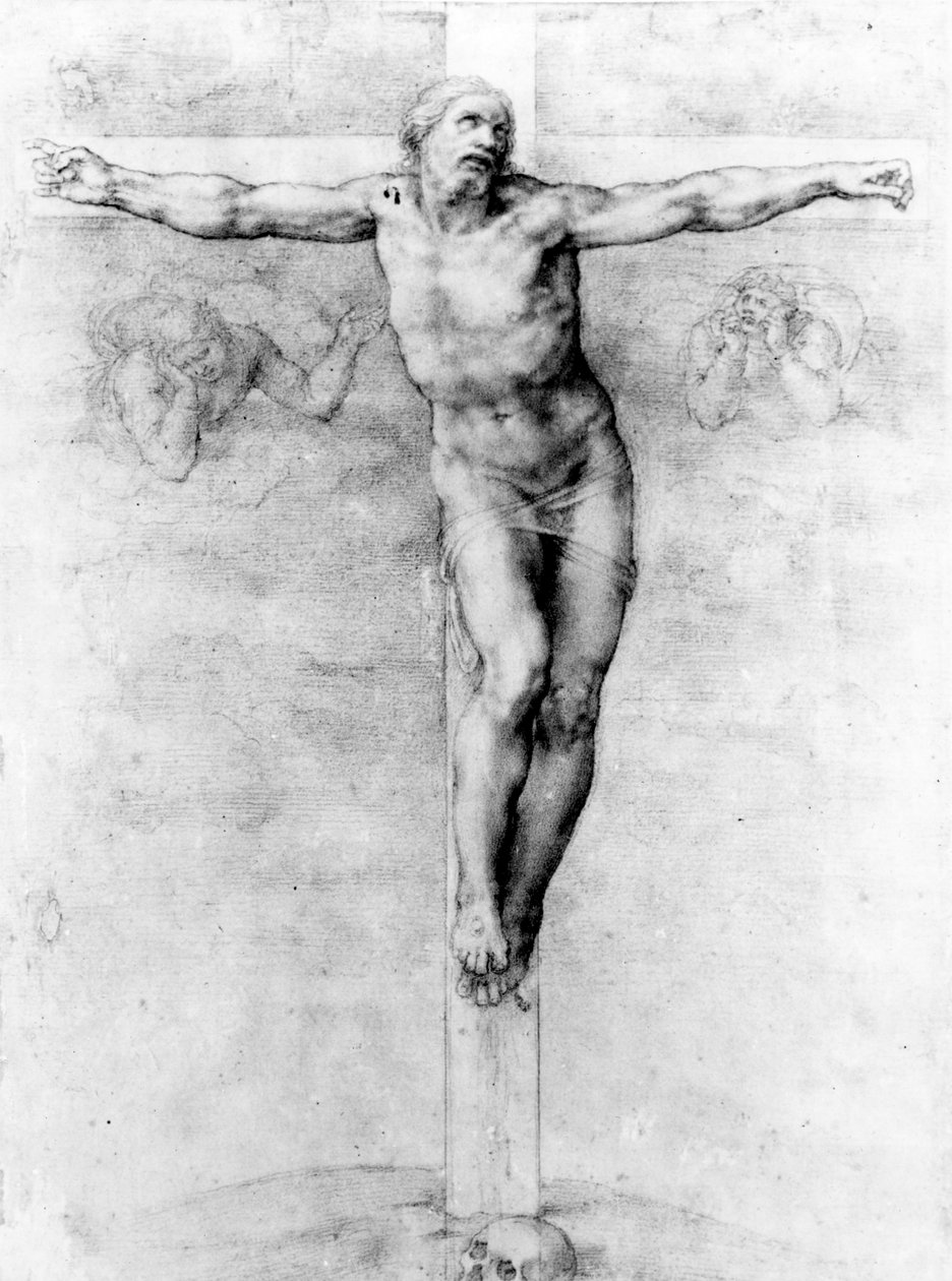 Kristus på korset (kritt på papir) av Michelangelo Buonarroti