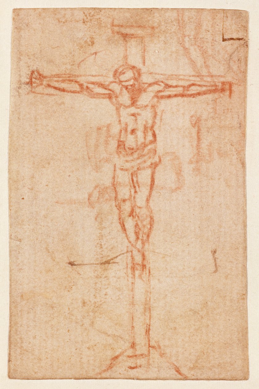 Kristus på korset (rødt kritt på papir) av Michelangelo Buonarroti