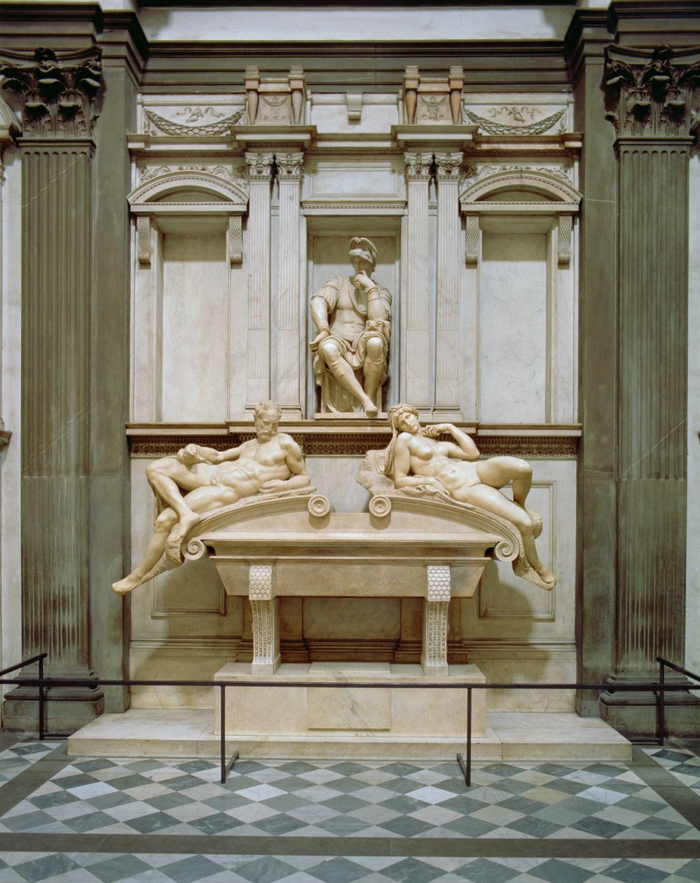 Skumring og daggry fra Lorenzo de Medicis grav, designet 1521, skåret 1524-34 (marmor) av Michelangelo Buonarroti