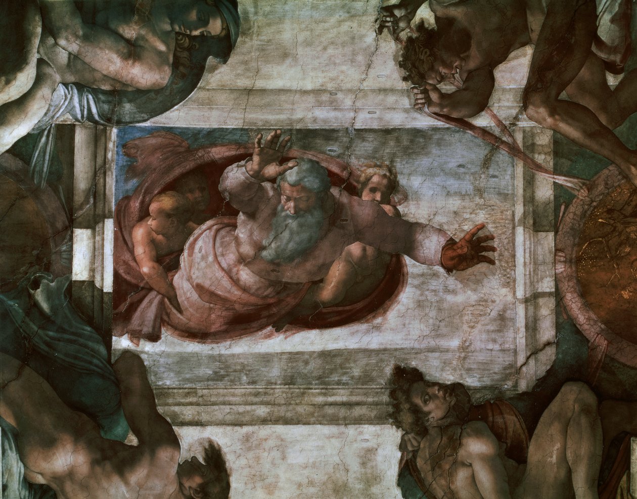 God Separing the Waters, detalj fra taket i Det sixtinske kapell, 1508-12 av Michelangelo Buonarroti