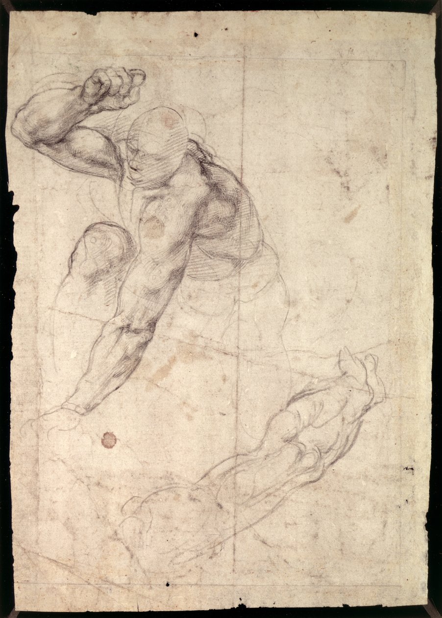 Mannsfigurstudie av Michelangelo Buonarroti