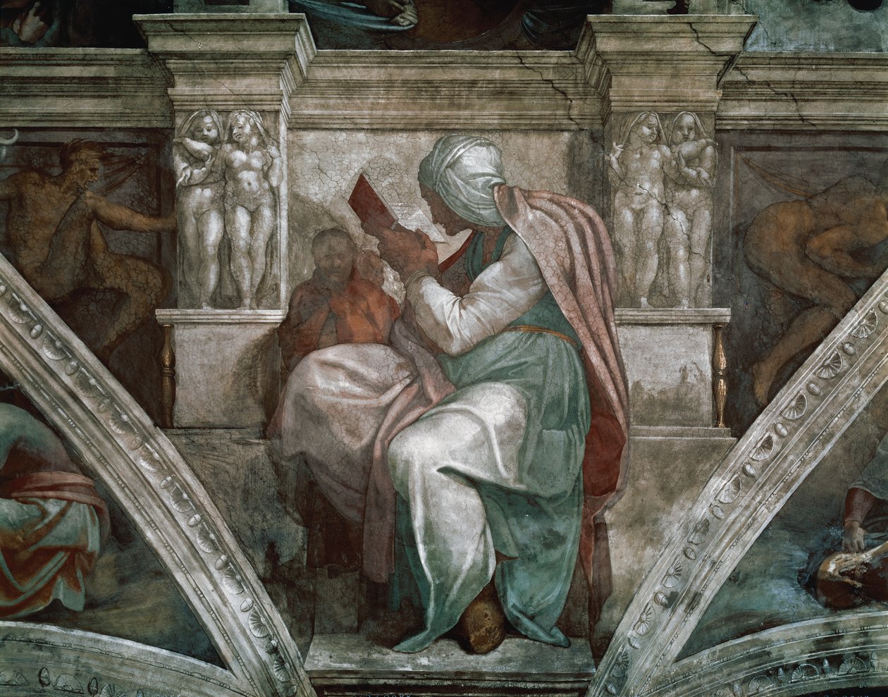 Persisk sibyll, detalj fra taket i Det sixtinske kapell, 1508-12 av Michelangelo Buonarroti