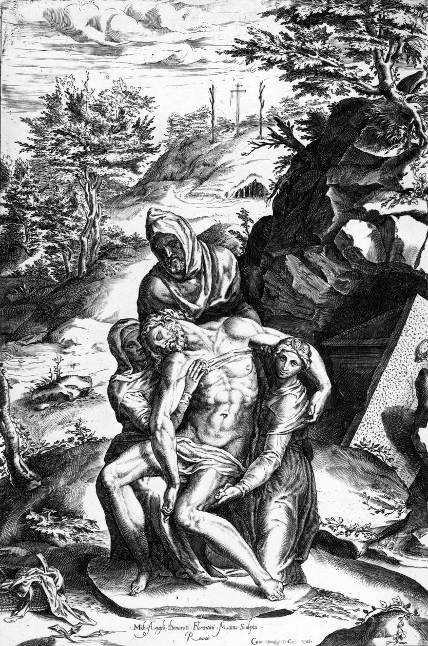 Pieta, gravert av Alberti Cherubino av Michelangelo Buonarroti