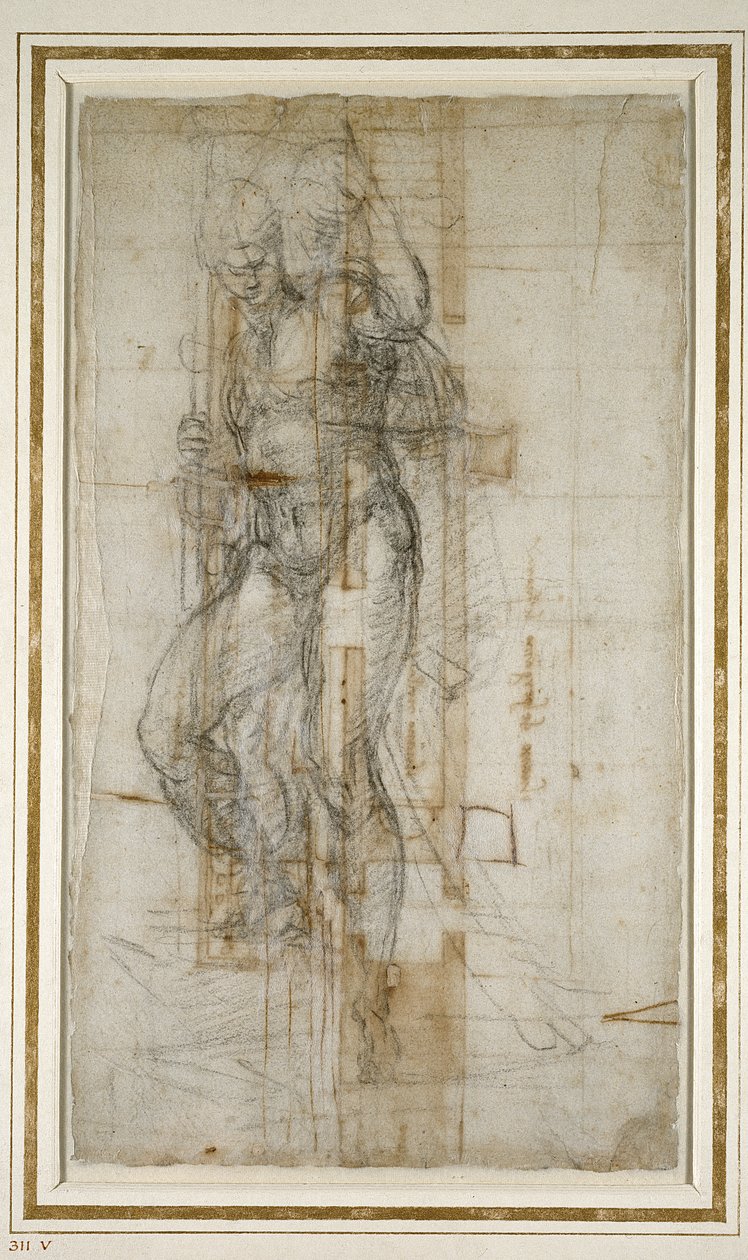 Plan for en relikviescene for San Lorenzo, 1532 (kritt på papir) av Michelangelo Buonarroti