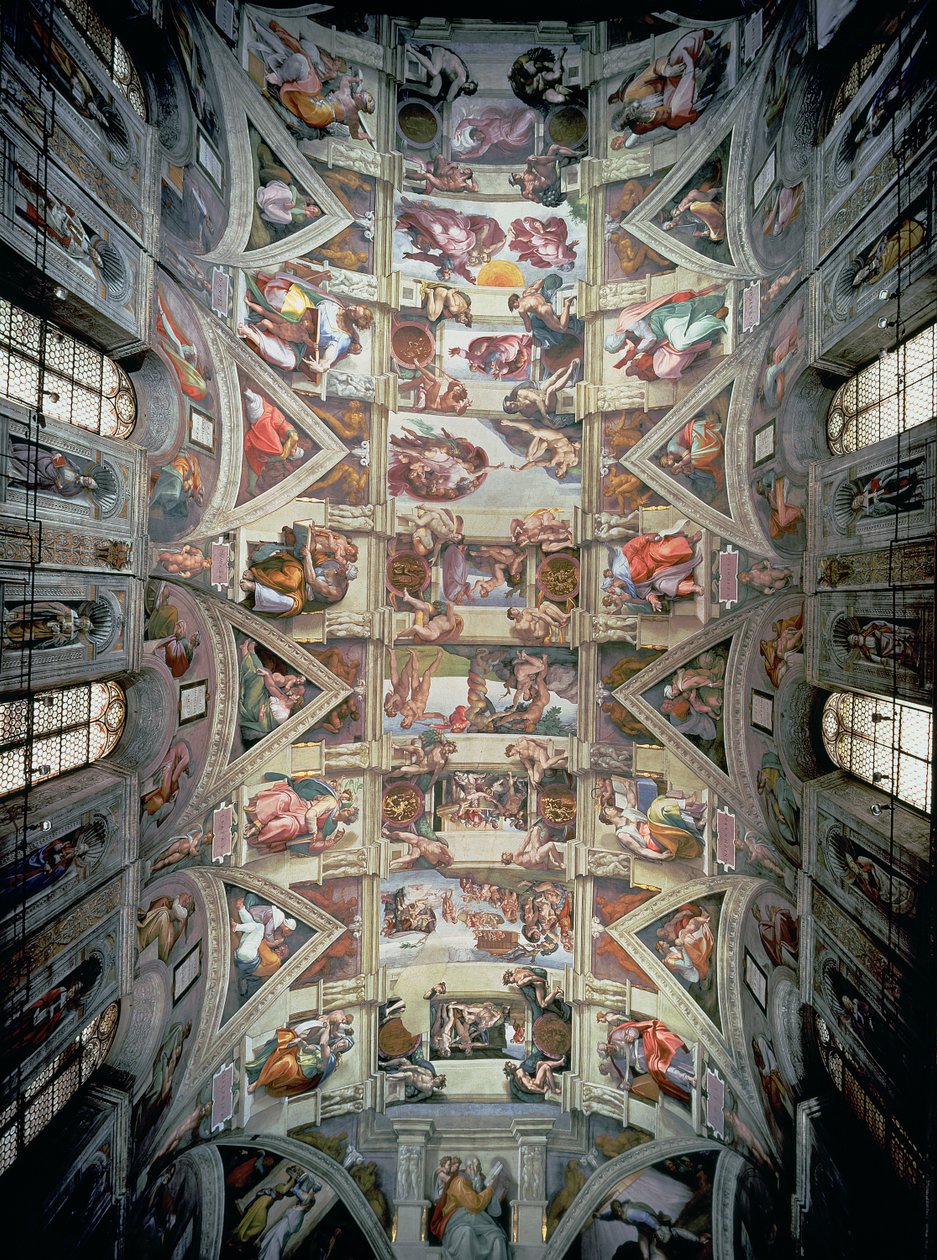 Det sixtinske kapells tak, 1508-12 (etter restaurering) av Michelangelo Buonarroti