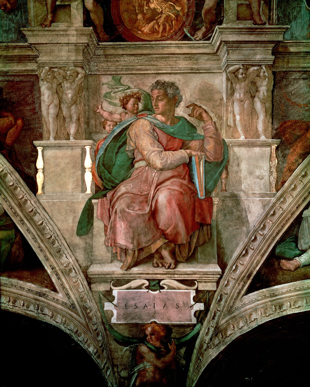Tak i det sixtinske kapell: Profeten Jesaja (forhåndsrestaurering) av Michelangelo Buonarroti