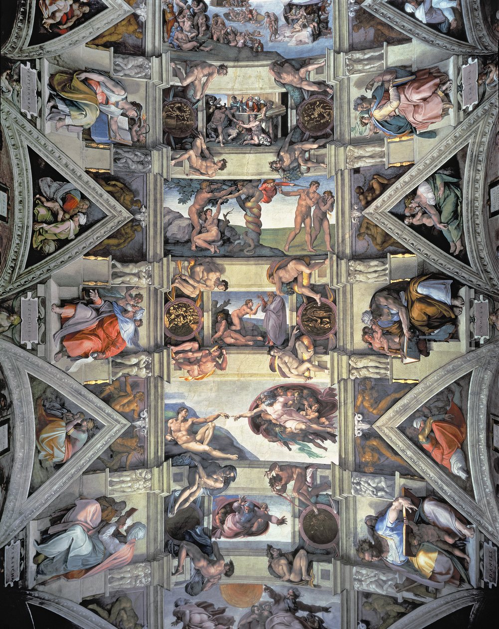 Det sixtinske kapells tak og lunetter, 1508-12 (etter restaurering) av Michelangelo Buonarroti
