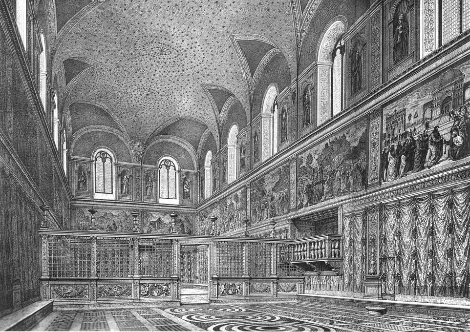 Det sixtinske kapell rekonstruerte utseendet av Michelangelo Buonarroti