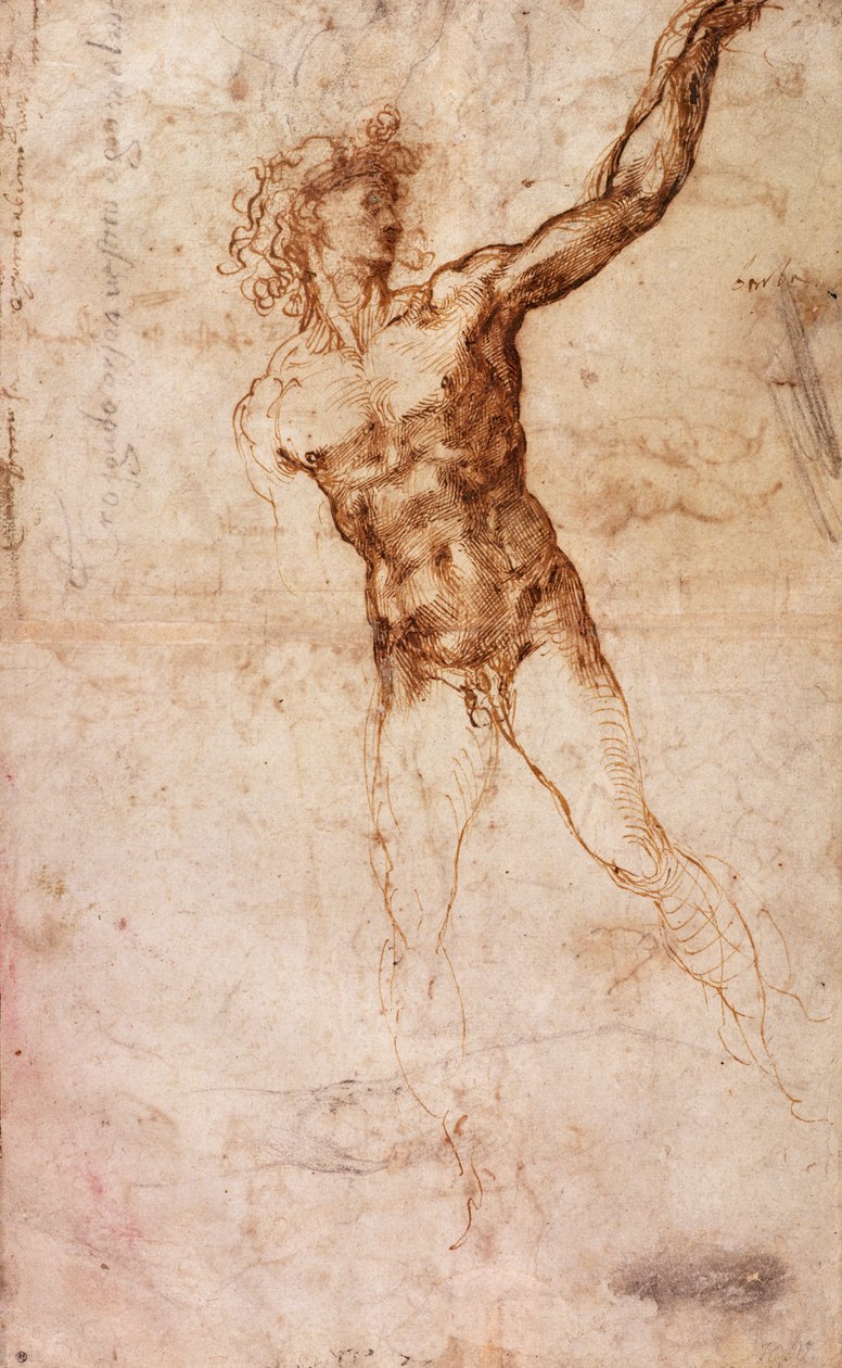 Skisse av en naken mann (W. 4 recto) av Michelangelo Buonarroti