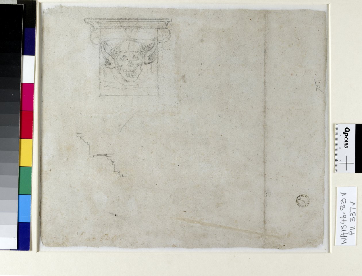 Skisse av et ornament for graven til pave Julius II, 1500-tallet (kull på papir) av Michelangelo Buonarroti