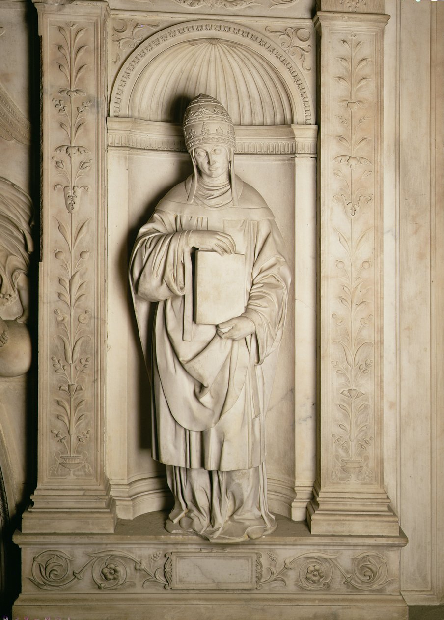 St. Gregory (ca. 540-604) fra Piccolomini-alteret, 1501-4 (marmor) av Michelangelo Buonarroti