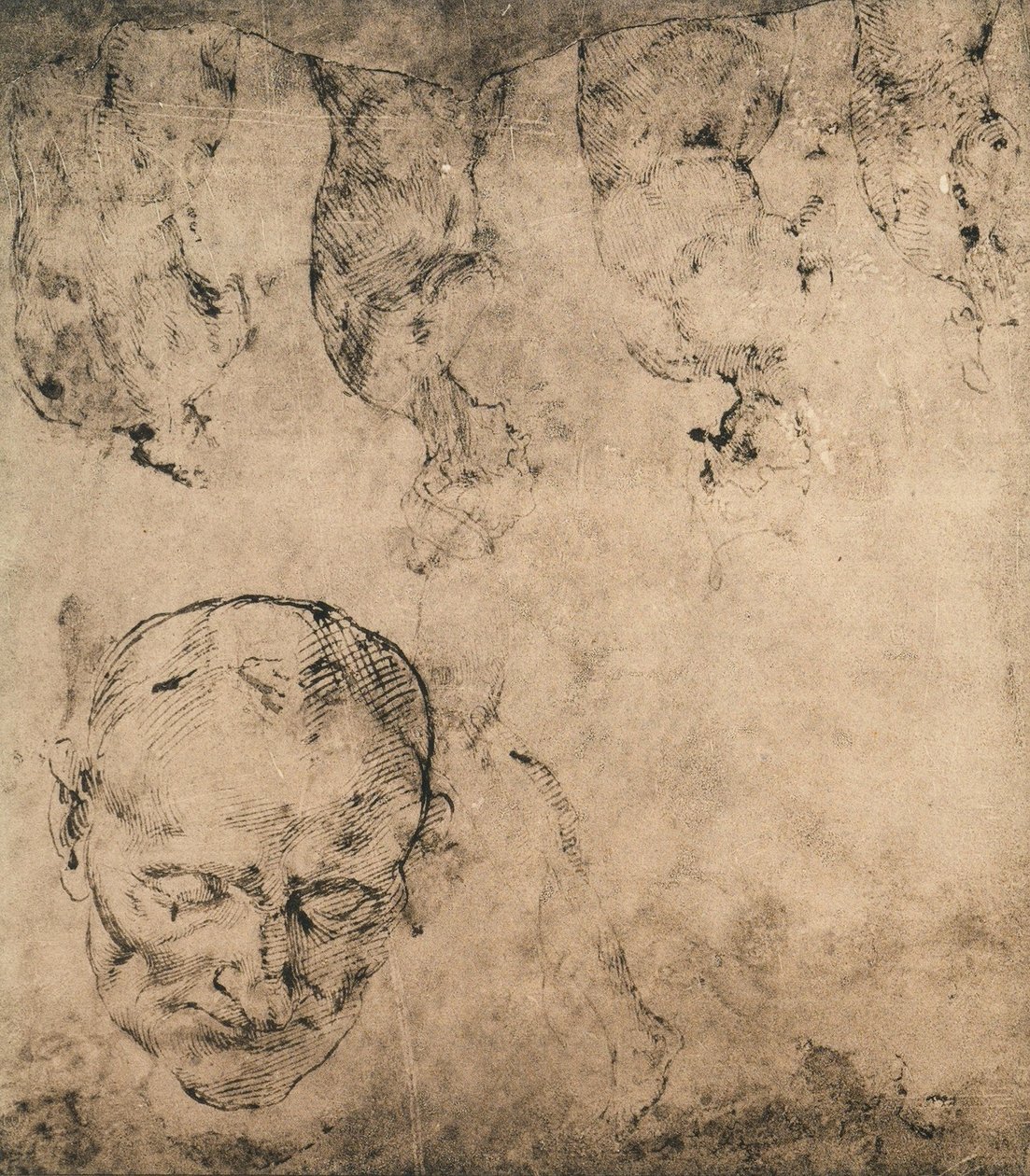 Studer for et hode; tegning av Michelangelo. Casa Buonarroti, Firenze av Michelangelo Buonarroti