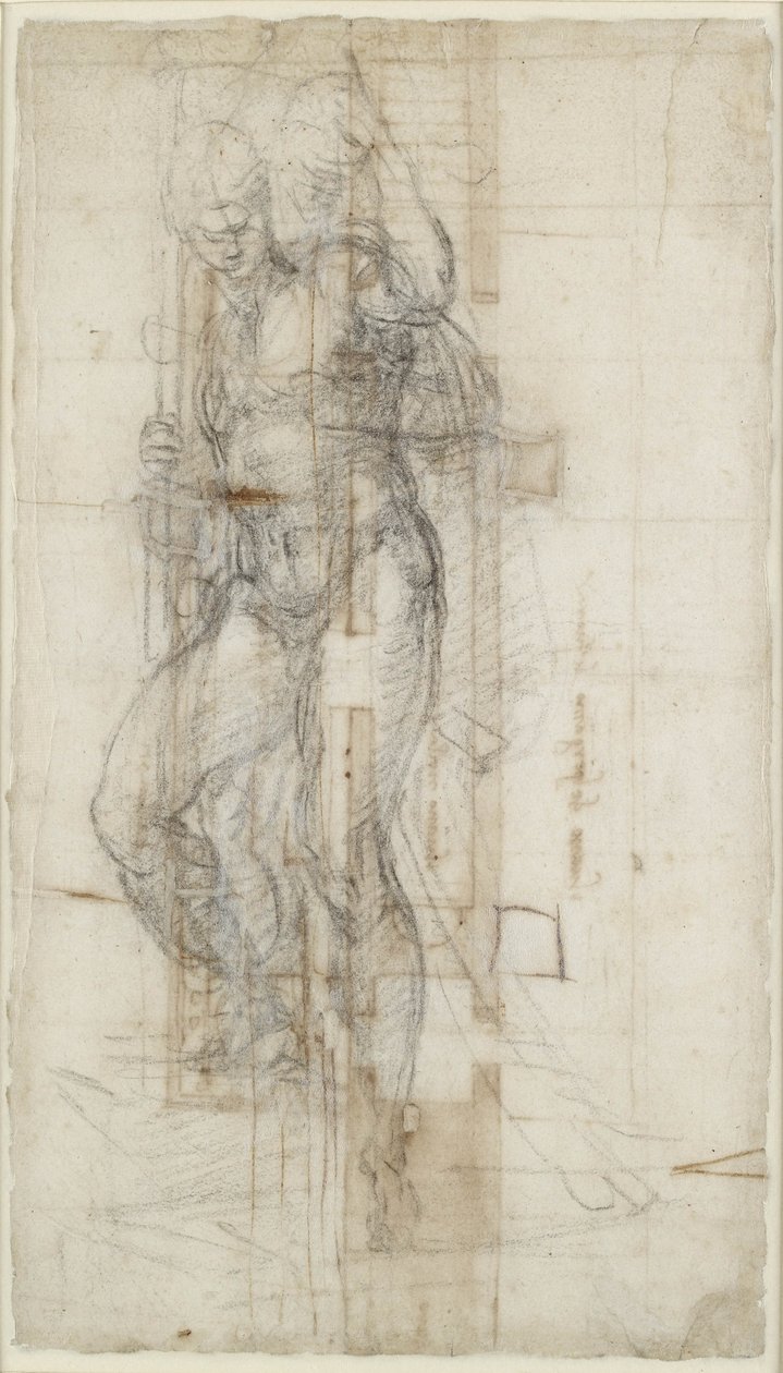 Studie av Kristi oppstandelse, ca. 1532 (kritt på papir) av Michelangelo Buonarroti