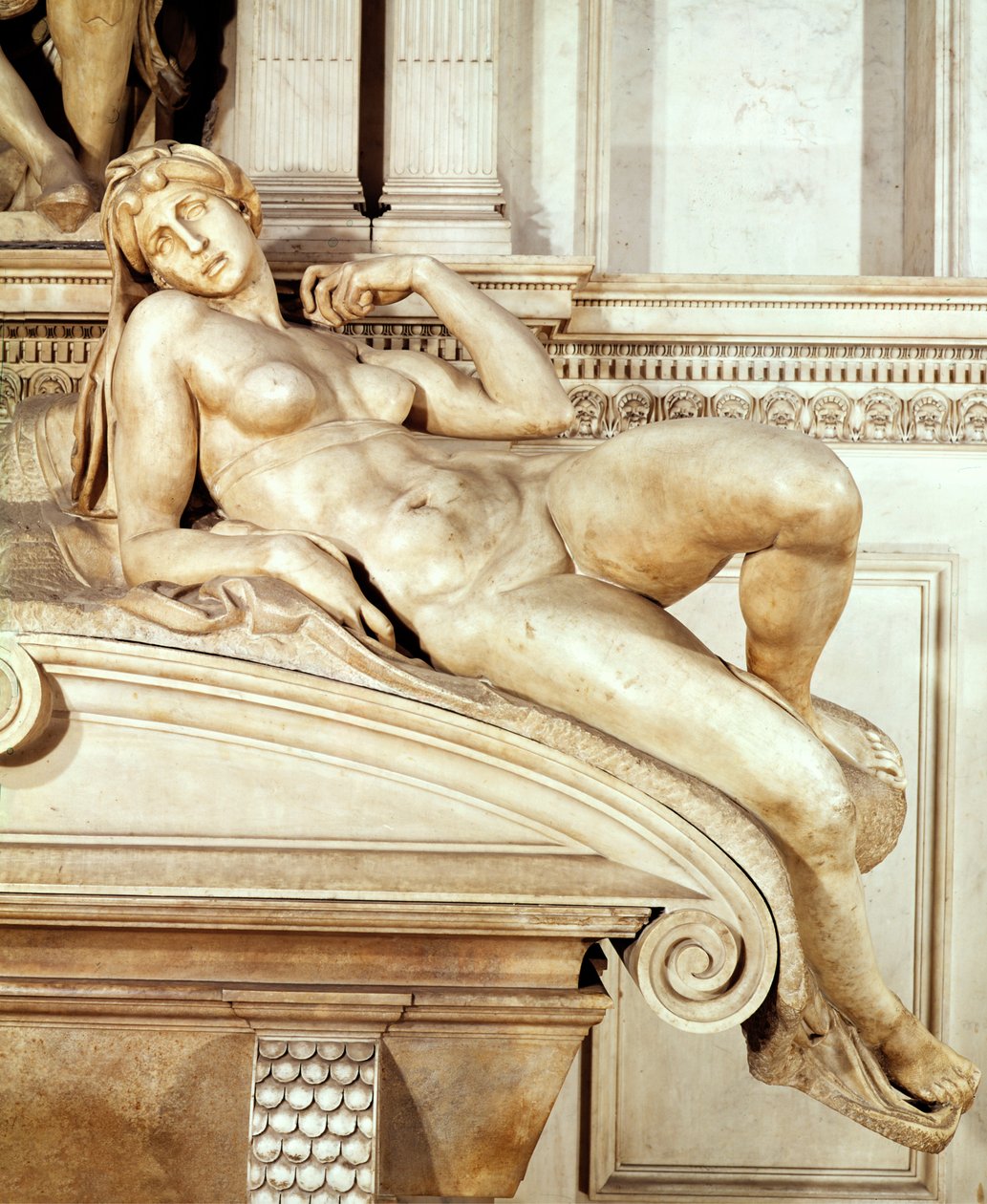 Graven til Lorenzo de Medici 1449-92 detalj av Dawn, 1520-24 marmor av Michelangelo Buonarroti