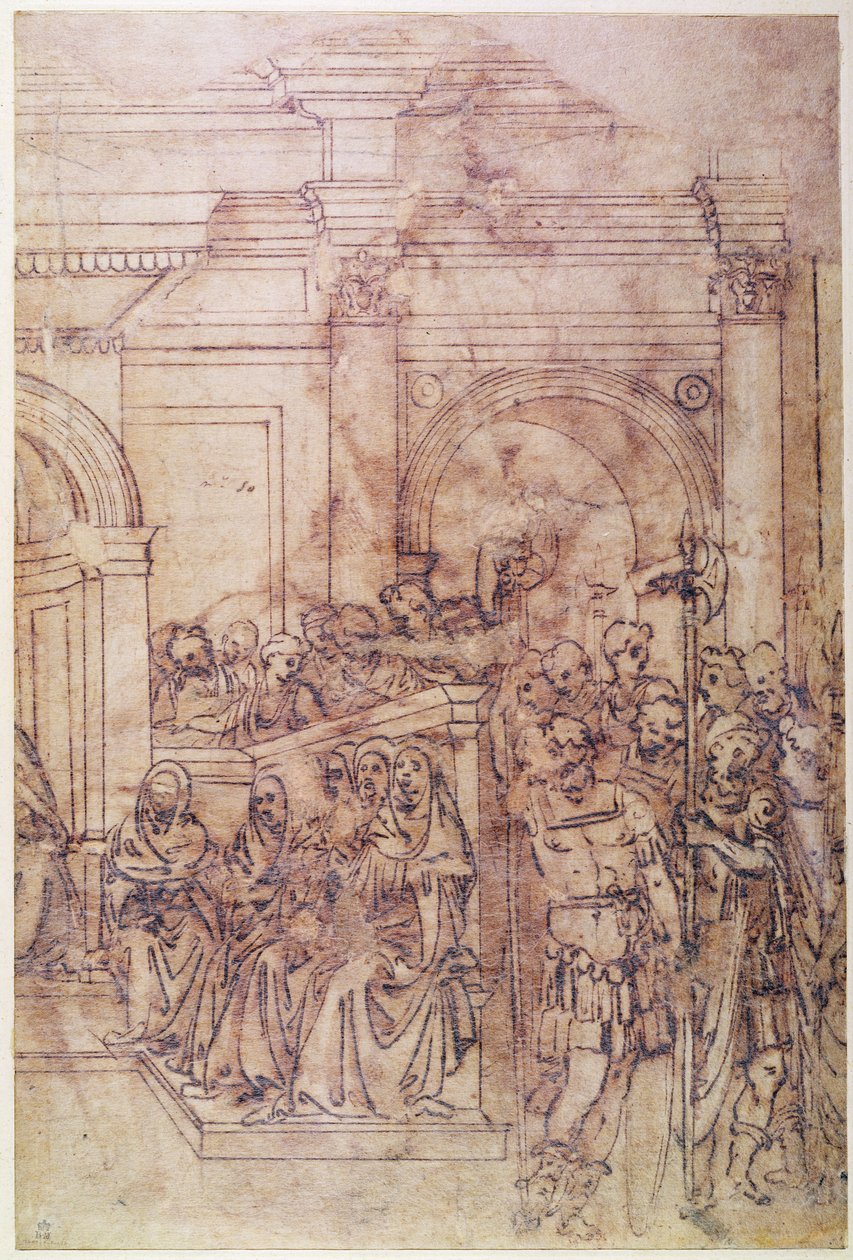 W.29 Skisse av en folkemengde for en klassisk scene av Michelangelo Buonarroti