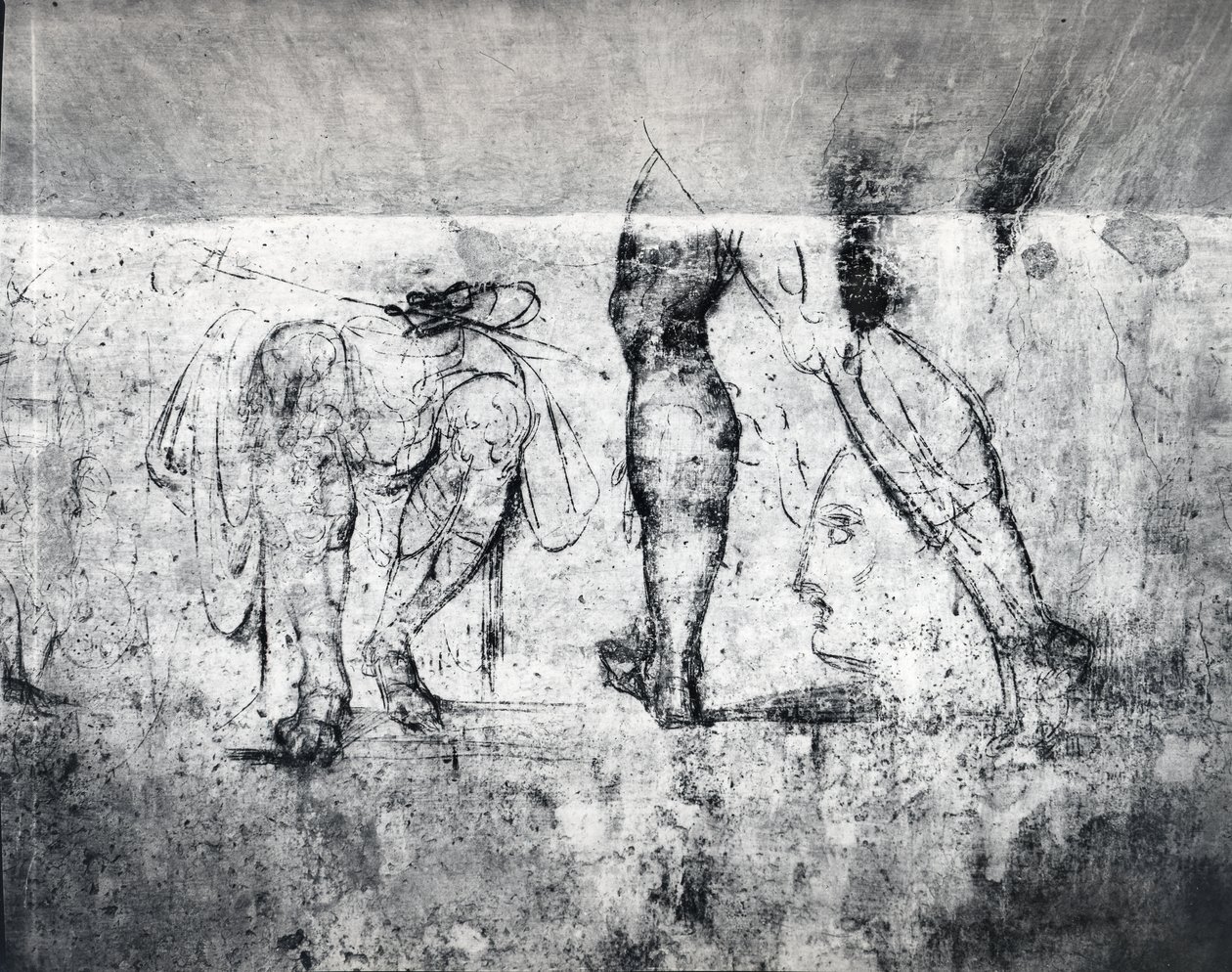 Veggtegning av ben, ca. 1530 (kull på gips) (trykk) av Michelangelo Buonarroti