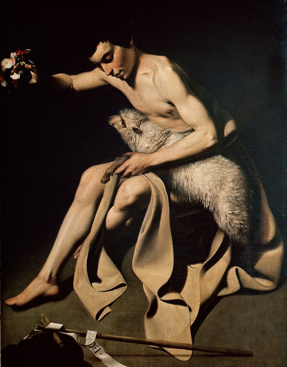 Døperen Johannes leker med et lam av Michelangelo Merisi Caravaggio