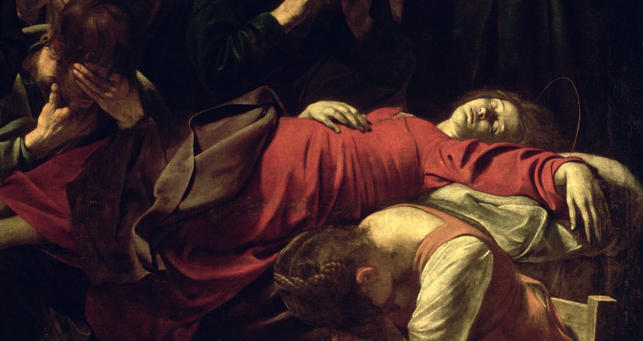 The Death of the Virgin, 1605-06 (detalj av 3678) av Michelangelo Merisi Caravaggio