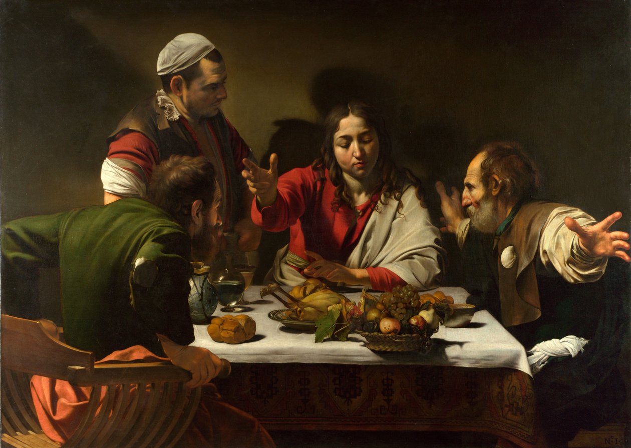 Nattverden i Emmaus, 1601 (olje og tempera på lerret) av Michelangelo Merisi Caravaggio