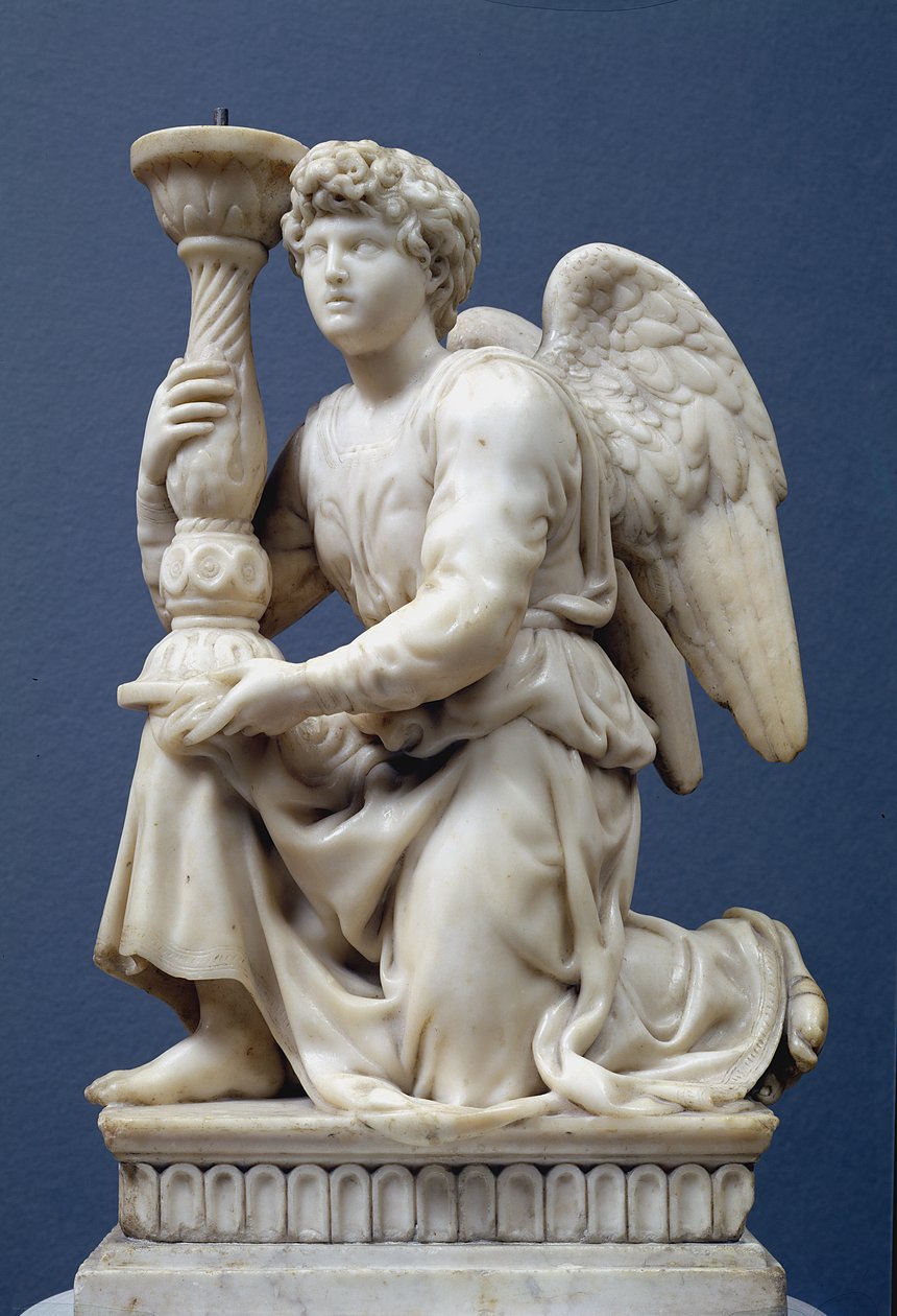 Angel Holding a Candelabra, 1495 (marmor) av Michelangelo Buonarroti