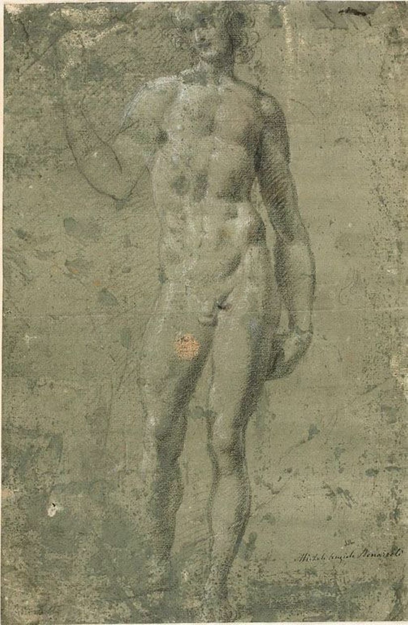 Bacchus (rekto); Arkitektoniske skisser (verso) av Michelangelo Buonarroti