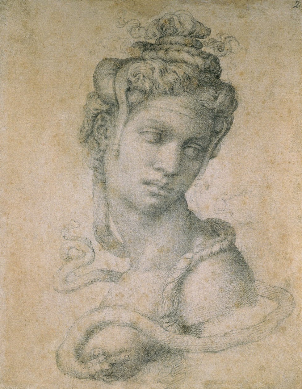 Cleopatra (69-30 f.Kr.) (kull på papir) av Michelangelo Buonarroti