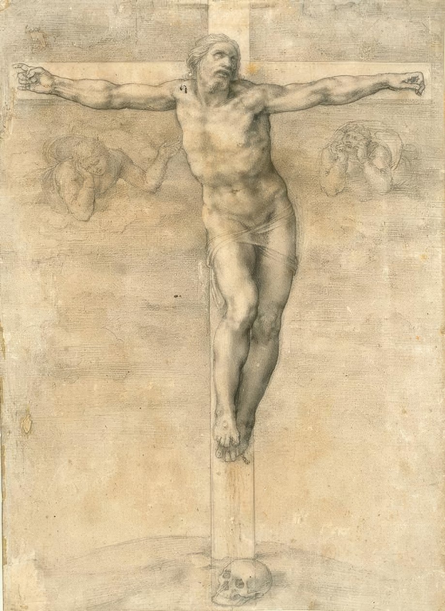 Korsfestelse med to engler av Michelangelo Buonarroti