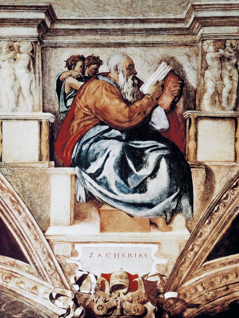 Zachariah, detalj fra taket i Det sixtinske kapell av Michelangelo Buonarroti