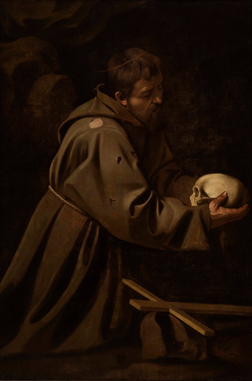 Saint Francis in Meditation, ca 1606. av Michelangelo Caravaggio
