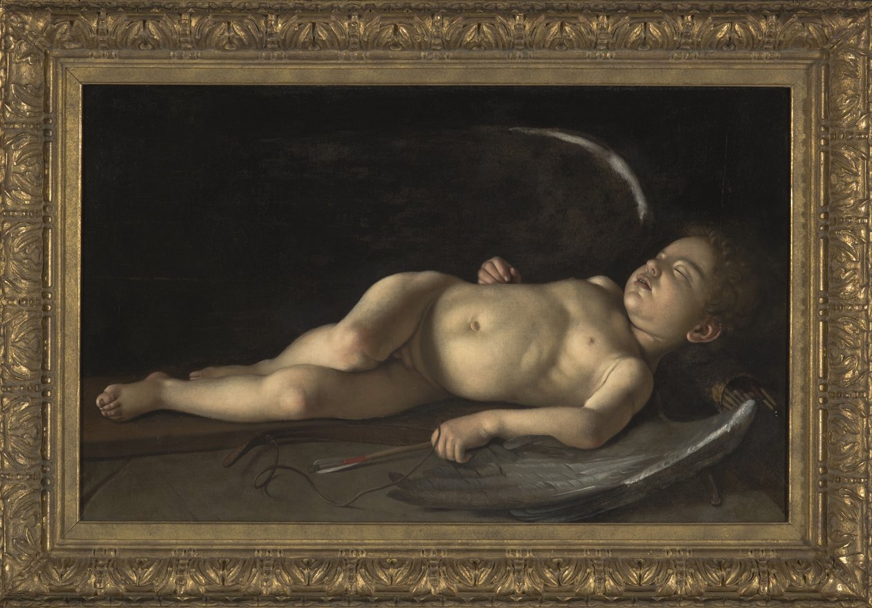 Sovende Amor (olje på lerret) av Michelangelo Merisi da Caravaggio