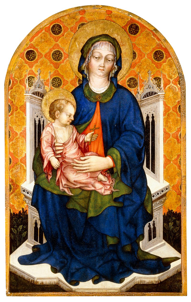 Madonnaen og barnet troner, av Michele Giambono