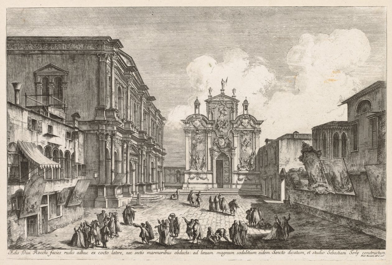 Utsikt over Venezia: Campo S. Rocco, 1741. av Michele Marieschi